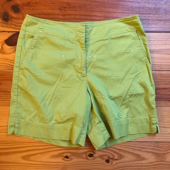 Talbots Pants - Talbots Light Green Dragonfly Embroidered Shorts, EUC, 6